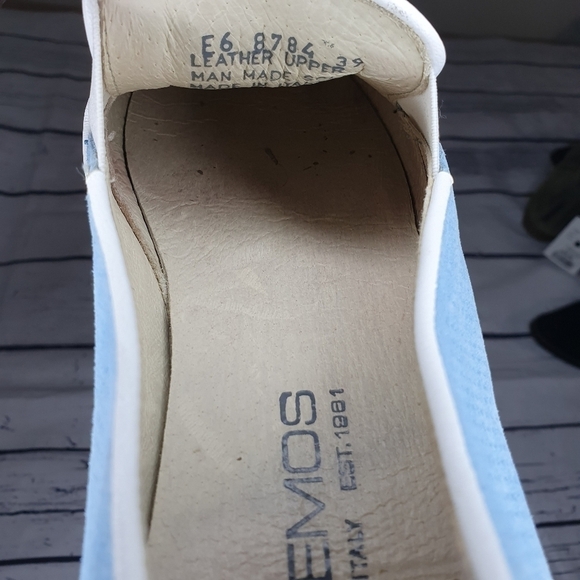 BOEMOS Made In Italy Upper Leather Light Blue Slip On Shoes Size 39 - Picture 6 of 8